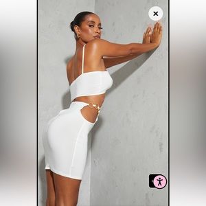 Pretty little thing Cream Slinky Ring Detail skirt